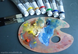 Ölmalerei: Pinsel und Ölfarbe