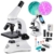 2000X Optisches Mikroskop, Metallkörper, 2 WF-Okulare, Dual-Luminator-System, EU-Stecker, Komplettes Zubehör für Kinder, Studenten, Anfänger - 1