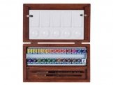24 Näpfchen Feine Van Gogh Künstler Aquarellfarben im Holz-Aquarellkasten incl. Pinsel und Mischpalette Geschenkset -