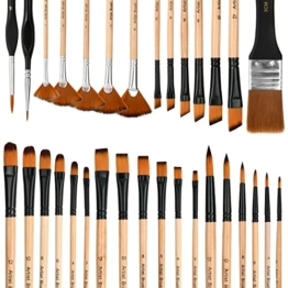 32 Stück Künstler Pinsel Set Premium Acrylpinsel Malpinsel Ölmalpinsel Premium Nylon Künstlerpinsel für Maler Künstler, für Acrylfarben Aquarell Malen Wasserfarben - 1