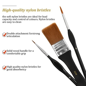 32 Stück Künstler Pinsel Set Premium Acrylpinsel Malpinsel Ölmalpinsel Premium Nylon Künstlerpinsel für Maler Künstler, für Acrylfarben Aquarell Malen Wasserfarben - 4