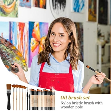 32 Stück Künstler Pinsel Set Premium Acrylpinsel Malpinsel Ölmalpinsel Premium Nylon Künstlerpinsel für Maler Künstler, für Acrylfarben Aquarell Malen Wasserfarben - 5