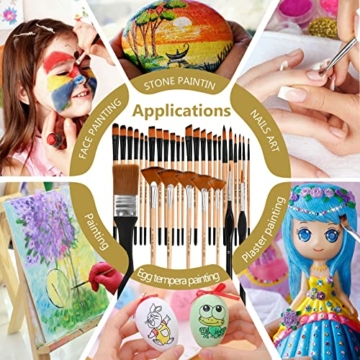 32 Stück Künstler Pinsel Set Premium Acrylpinsel Malpinsel Ölmalpinsel Premium Nylon Künstlerpinsel für Maler Künstler, für Acrylfarben Aquarell Malen Wasserfarben - 6