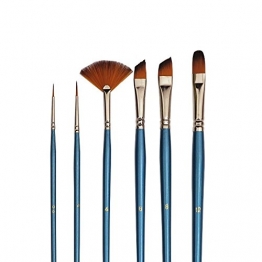 6 Künstlerpinsel Katzenzungenpinsel Fächerpinsel Schrägzieher Schriftpinsel Pinsel für Acrylfarbe und Aquarellfarbe -