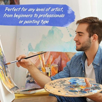 9 Stück Premium Nylon Pinsel für Aquarell, Acryfarben & ölfarben usw. Perfektes Pinsel Set für Anfänger, Kinder, Künstler und Gemälde Liebhaber - 3