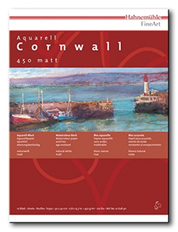 Aquarellblock Cornwall matt 450g 17x24cm 10 Blatt -