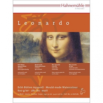 Aquarellblock Leonardo" satiniert 600g/m², 30x40cm, 10Blatt" -