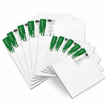 Artina Akademie Keilrahmen FSC®-Zertifiziert 10er Set 5 x 30x40 cm & 5 x 20x20 cm- Aus 100% Baumwolle Leinwand Keilrahmen weiß - 280g/m² - verzugsfrei - 2