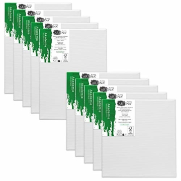 Artina Akademie Keilrahmen FSC®-Zertifiziert 10er Set 5 x 30x40 cm & 5 x 20x20 cm- Aus 100% Baumwolle Leinwand Keilrahmen weiß - 280g/m² - verzugsfrei - 3