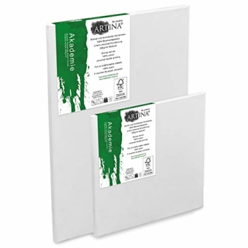 Artina Akademie Keilrahmen FSC®-Zertifiziert 10er Set 5 x 30x40 cm & 5 x 20x20 cm- Aus 100% Baumwolle Leinwand Keilrahmen weiß - 280g/m² - verzugsfrei - 4