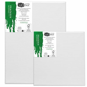 Artina Akademie Keilrahmen FSC®-Zertifiziert 10er Set 5 x 30x40 cm & 5 x 20x20 cm- Aus 100% Baumwolle Leinwand Keilrahmen weiß - 280g/m² - verzugsfrei - 5