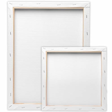 Artina Akademie Keilrahmen FSC®-Zertifiziert 10er Set 5 x 30x40 cm & 5 x 20x20 cm- Aus 100% Baumwolle Leinwand Keilrahmen weiß - 280g/m² - verzugsfrei - 9