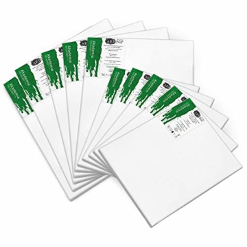Artina Akademie Keilrahmen FSC®-Zertifiziert 10er Set 5 x 40x50 cm & 5 x 30x40 cm- Aus 100% Baumwolle Leinwand Keilrahmen weiß - 280g/m² - verzugsfrei - 2