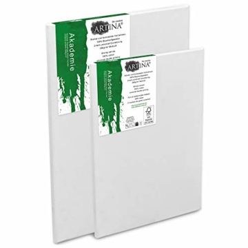 Artina Akademie Keilrahmen FSC®-Zertifiziert 10er Set 5 x 40x50 cm & 5 x 30x40 cm- Aus 100% Baumwolle Leinwand Keilrahmen weiß - 280g/m² - verzugsfrei - 4