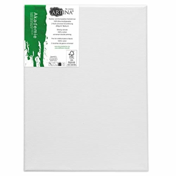 Artina Akademie Keilrahmen FSC®-Zertifiziert 10er Set 5 x 40x50 cm & 5 x 30x40 cm- Aus 100% Baumwolle Leinwand Keilrahmen weiß - 280g/m² - verzugsfrei - 5