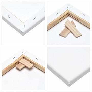 Artina Akademie Keilrahmen FSC®-Zertifiziert 10er Set 5 x 40x50 cm & 5 x 30x40 cm- Aus 100% Baumwolle Leinwand Keilrahmen weiß - 280g/m² - verzugsfrei - 6