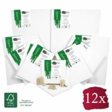 Artina FSC® Keilrahmen 12er Set Akademie - 30x40 cm, 20 x20 cm, 20x30 cm, 30x30 cm & 40x60 cm Leinwand Set - 100% Baumwolle 280g/m² - 1