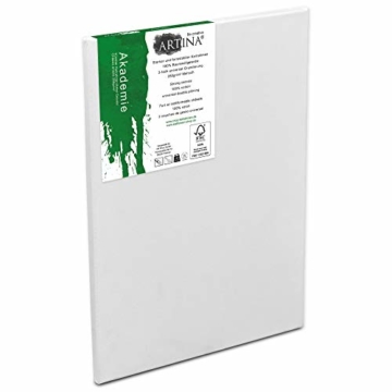 Artina FSC Keilrahmen Akademie 5er Set 18x24 cm - Aus 100% Baumwolle Leinwand Keilrahmen weiß - 280g/m² - verzugsfrei - 4