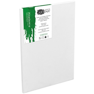 Artina Keilrahmen 40x60 cm Leinwand 100% Baumwolle auf stabilen Leisten in Akademie Qualität - weiß grundiert - 280 g/m² - 1