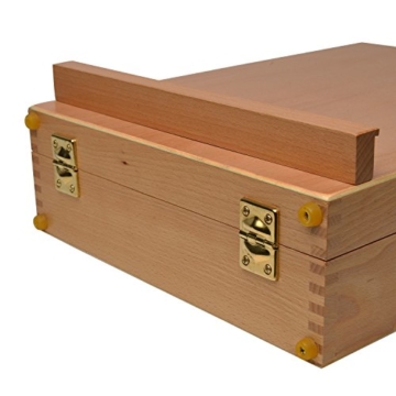 Artina Tischstaffelei Nancy - Natur Leinwand-Staffelei aus Buchen-Holz mit 3 Fächern für Malutensilien und Tragegriff - für Keilrahmen bis 66 cm - 47x30x78 cm - 8