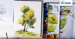 Baum mit Aquarell malen