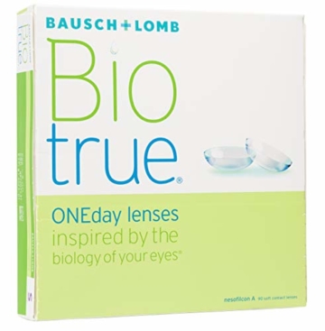 Bausch und Lomb Biotrue ONEday Tageslinsen, sphärische Kontaktlinsen, weich, 90 Stück BC 8.6 mm / DIA 14.2 / -2.5 Dioptrien - 2