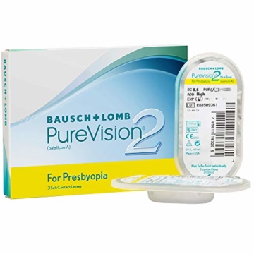 Bausch und Lomb PureVision 2 for Presbyopia Monatslinsen, sehr dünne Gleitsicht-Kontaktlinsen, weich, 3 Stück BC 8.6 mm / DIA 14 / 1.25 Dioptrien / ADD Low - 2