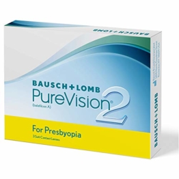 Bausch und Lomb PureVision 2 for Presbyopia Monatslinsen, sehr dünne Gleitsicht-Kontaktlinsen, weich, 3 Stück BC 8.6 mm / DIA 14 / 1.25 Dioptrien / ADD Low - 1