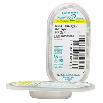 Bausch und Lomb PureVision 2 for Presbyopia Monatslinsen, sehr dünne Gleitsicht-Kontaktlinsen, weich, 3 Stück BC 8.6 mm / DIA 14 / 1.25 Dioptrien / ADD Low - 8