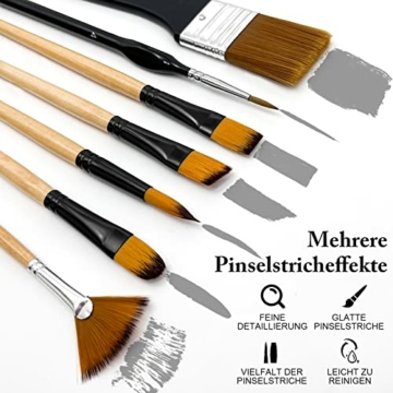 Bougimal Pinselset Acrylfarben, 32 Acryl Pinsel Set, Künstlerpinsel mit rund, eckig, flach, Fan Pinsel Set für Künstler und Anfänger zum Malen - 2