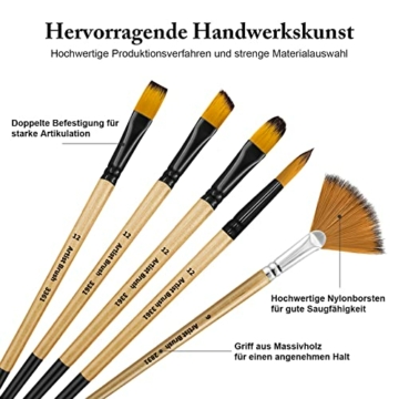 Bougimal Pinselset Acrylfarben, 32 Acryl Pinsel Set, Künstlerpinsel mit rund, eckig, flach, Fan Pinsel Set für Künstler und Anfänger zum Malen - 4