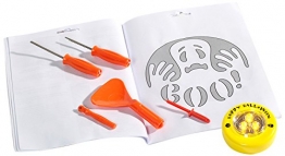 Brauns Heitmann 2er Set Halloween bestehend aus Kürbis Schnitzset Plus LED Kürbislicht mit gelbem Licht, 6-teilig, 7 cm, gelb 1x7021+7005 -