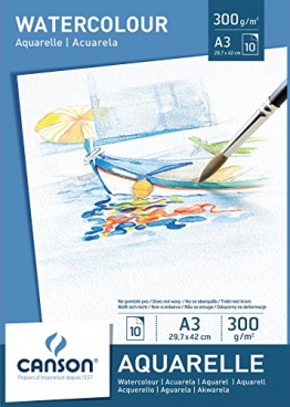 Canson 200005790 - Aquarellpapier A3, 300 g/m², 10 Blatt, weiß -