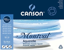Canson 200006533 AQ Montval fein Aquarelle, 300 g/qm, 12 Blatt pro Block"rundum geleimt", 19 x 24 cm, weiß - 1