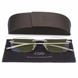 CGID Lesebrille Lesehilfe rahmenlose aus Aluminium - Magnesium - legierung rechteckig mit Etui Dioptrien +1.5 - 1