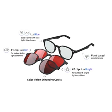 COLORON Farbseh Brille für Farbenblinde - Aquilus BK - 3in1 Brillenset für Rotschwäche (Protan) - 2