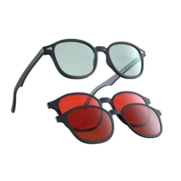 COLORON Farbseh Brille für Farbenblinde - Aquilus BK - 3in1 Brillenset für Rotschwäche (Protan) - 1