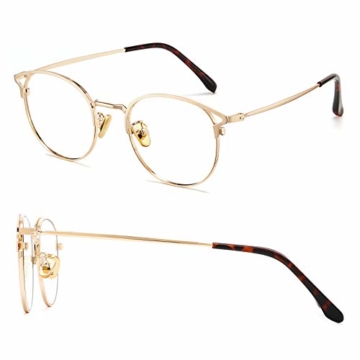 Cyxus Blaulichtfilter Brille Damen mit Katzenauge, Rund Mode Vintage Brille Ohne Stärke, Anti Schädliches Blaulicht UV400 von Handy, Computer,Gold - 2