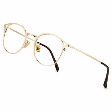 Cyxus Blaulichtfilter Brille Damen mit Katzenauge, Rund Mode Vintage Brille Ohne Stärke, Anti Schädliches Blaulicht UV400 von Handy, Computer,Gold - 1