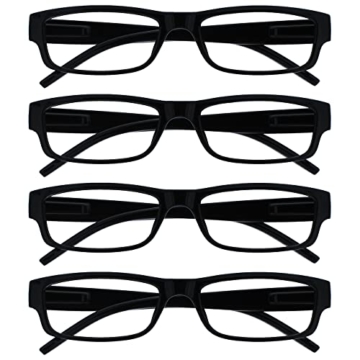 Die Lesebrille Unternehmen Schwarz Leicht Komfortables Leser Wert 4er-Pack Designer Stil Herren Frauen UVR4PK032 +1,50 - 1