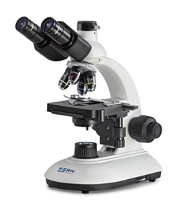Durchlichtmikroskop [Kern OBE 114] Das Robuste für Anwendung in Schule, Ausbildung oder Labor, Optisches System: Achromatisch, Tubus: Trinokular, Objektiv: 4x / 10x / 40x / 100x, Beleuchtung: 3W LED - 1