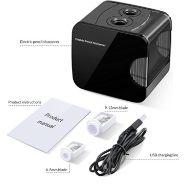 Elektrischer Anspitzer, Angetrieben mit USB oder Batterie arbeitet bewältigt Schwerlast automatischer elektrischer Anspitzer für Nr. 2 Stifte und Buntstifte - 3