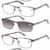 EYECEDAR Amcedar 5 Stuks Lesebrille Herren Rechteck Rahmen Edelstahl Material Metall Federscharniere Enthalten Sonne Lesebrille +1.50 - 1