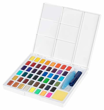Faber-Castell 169748 Aquarellfarben in Näpfchen, mit Mischpalette und Wassertankpinsel, 48er Etui, multi, 58 - 2