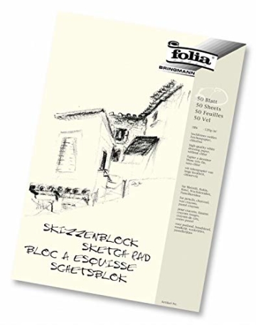 folia 8303 - Skizzenblock, DIN A3, 120 g/qm, weiß, 50 Blatt - hochfeines, weißes Zeichenpapier, chlorfrei - 1