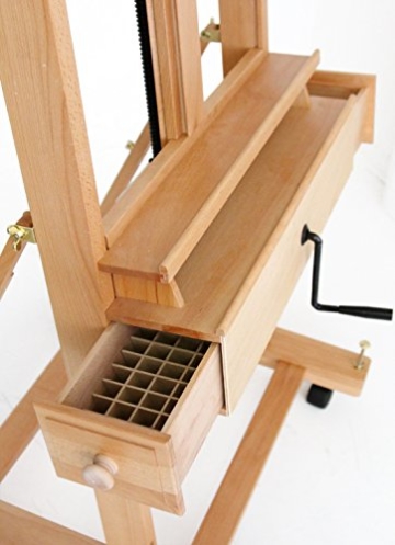 Große Studio Staffelei mit Kurbel, FSC® Buchenholz, für Keilrahmen bis 210cm, Profimodell Kurbelstaffelei - 3
