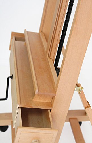 Große Studio Staffelei mit Kurbel, FSC® Buchenholz, für Keilrahmen bis 210cm, Profimodell Kurbelstaffelei - 4