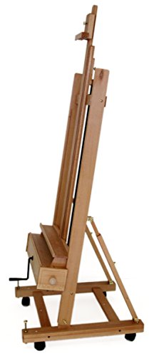 Große Studio Staffelei mit Kurbel, FSC® Buchenholz, für Keilrahmen bis 210cm, Profimodell Kurbelstaffelei - 5