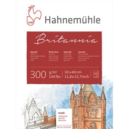 Hahnemühle Aquarellkarton Britannia, matt, 300 g/m², 30 x 40 cm, 12 Blatt - 1