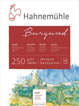 Hahnemühle Aquarellkarton Burgund, matt, 250 g/m², 24 x 32 cm, 20 Blatt - 1